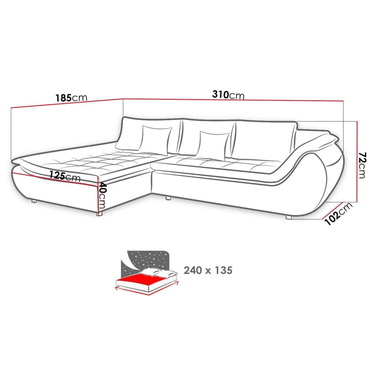 Sectional Sleeper Sofa INGRID with storage - Backyard Provider