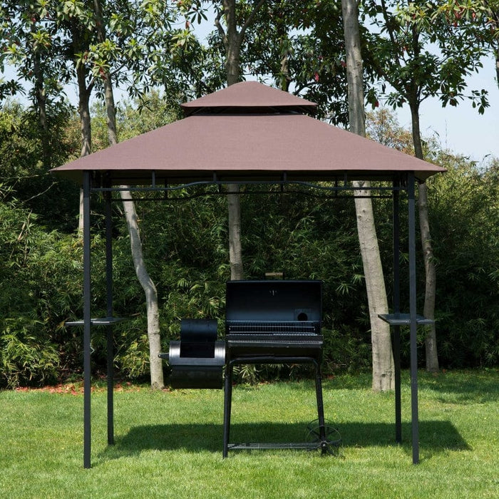 Outsunny 8' Patio Double-tier BBQ Grill Canopy Tent with Storage Surface - 01-0272