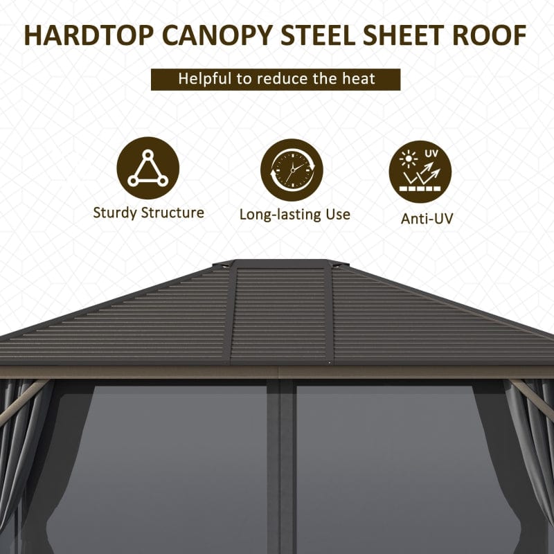 Outsunny 10 x 12 Hardtop Gazebo with Aluminum Frame - 84C-040CG