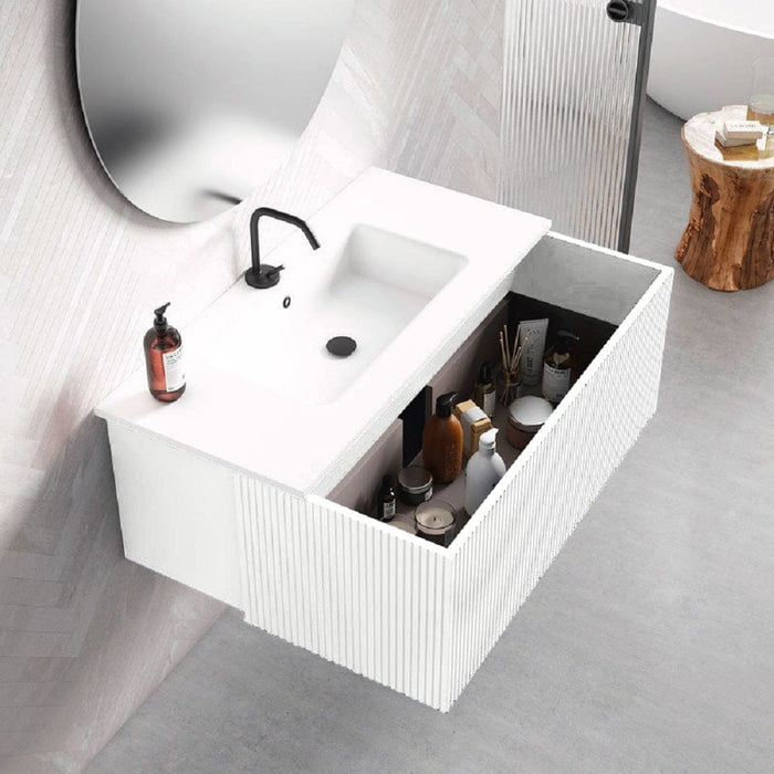 Lucena Bath 48" Bari Floating Vanity with Matching Top and Vessel SinkCeramic Sink in White, Grey or Green - Backyard Provider