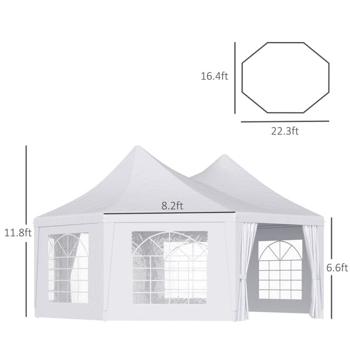 Outsunny 22' x 16' Large UV Resistant Octagonal 8-Wall Party Canopy Gazebo Tent - 01-0005-002