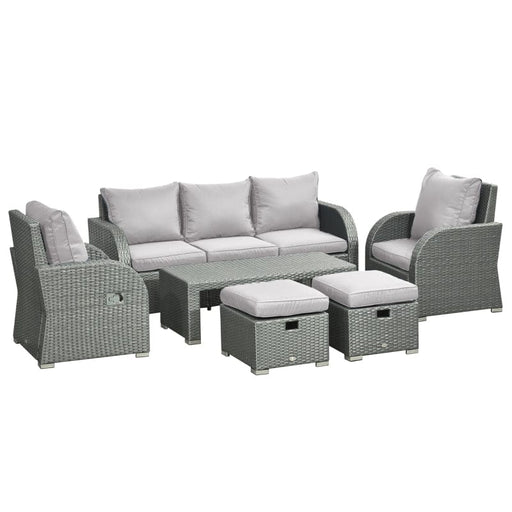Outsunny 6-Piece Outdoor Rattan Wicker Set Cushioned Sofa - 860-105GY