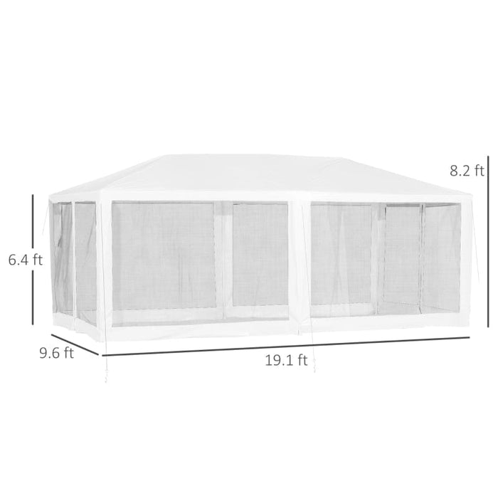Outsunny 10' x 20' Gazebo Canopy Tent with 4 Removable Mesh Side Walls - 84C-023