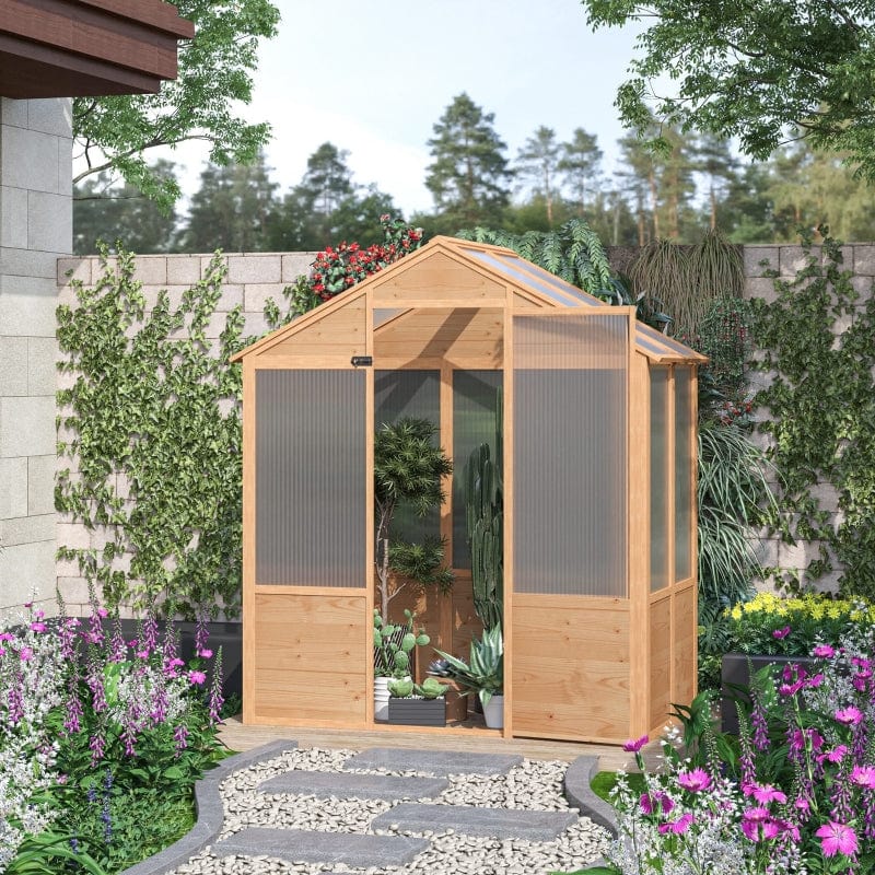 Outsunny 6' x 4' x 7' Wooden Greenhouse - 845-747