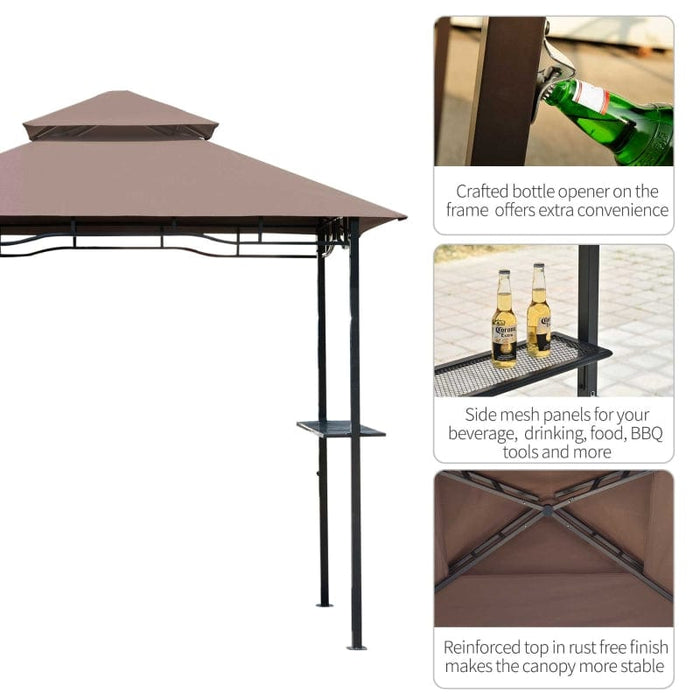 Outsunny 8' Patio Double-tier BBQ Grill Canopy Tent with Storage Surface - 01-0272