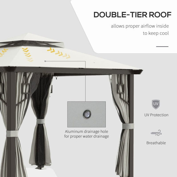 Outsunny 10' x 10' Patio Gazebo Outdoor Canopy Shelter with Double Tier Roof - 84C-344