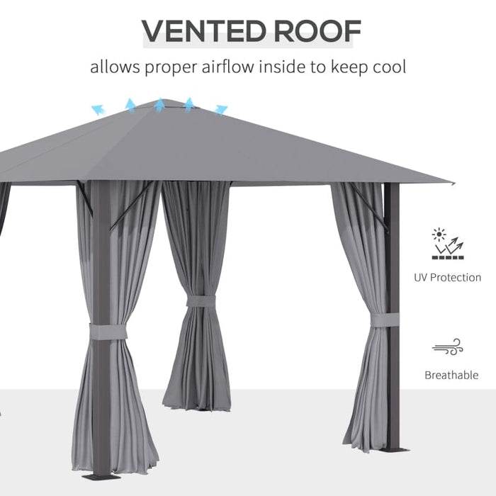 Outsunny 10' x 10' Patio Gazebo Aluminum Frame Outdoor Canopy - 84C-322GY