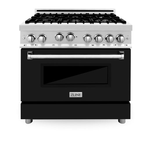 ZLINE 36 in. Professional 4.6 cu. ft. Gas Range in Stainless Steel - Black Matte, RG-BLM-36