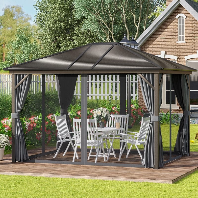 Outsunny 10 x 12 Hardtop Gazebo with Aluminum Frame - 84C-040CG