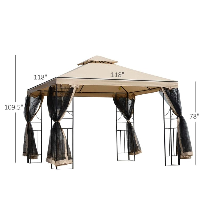 Outsunny 10' x 10' Steel Fabric Square Outdoor Gazebo - 84C-128