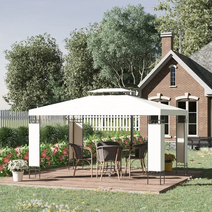 Outsunny 13' x 10' Patio Gazebo Outdoor Canopy Shelter w/ Double Vented Roof - 84C-290CW