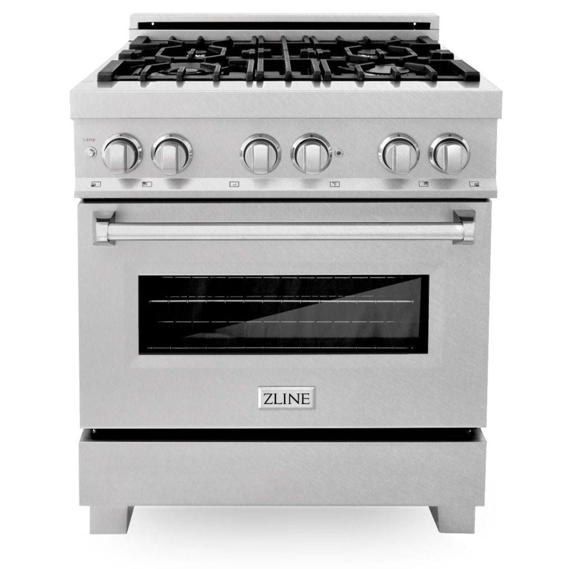 ZLINE Kitchen and Bath 30 in. Professional Gas Burner/Electric Oven in DuraSnow® Stainless, RAS-SN-30