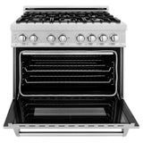 ZLINE 36 in. Professional Gas Burner/Electric Oven in DuraSnow® Stainless with DuraSnow® Stainless Door, RAS-SN-36