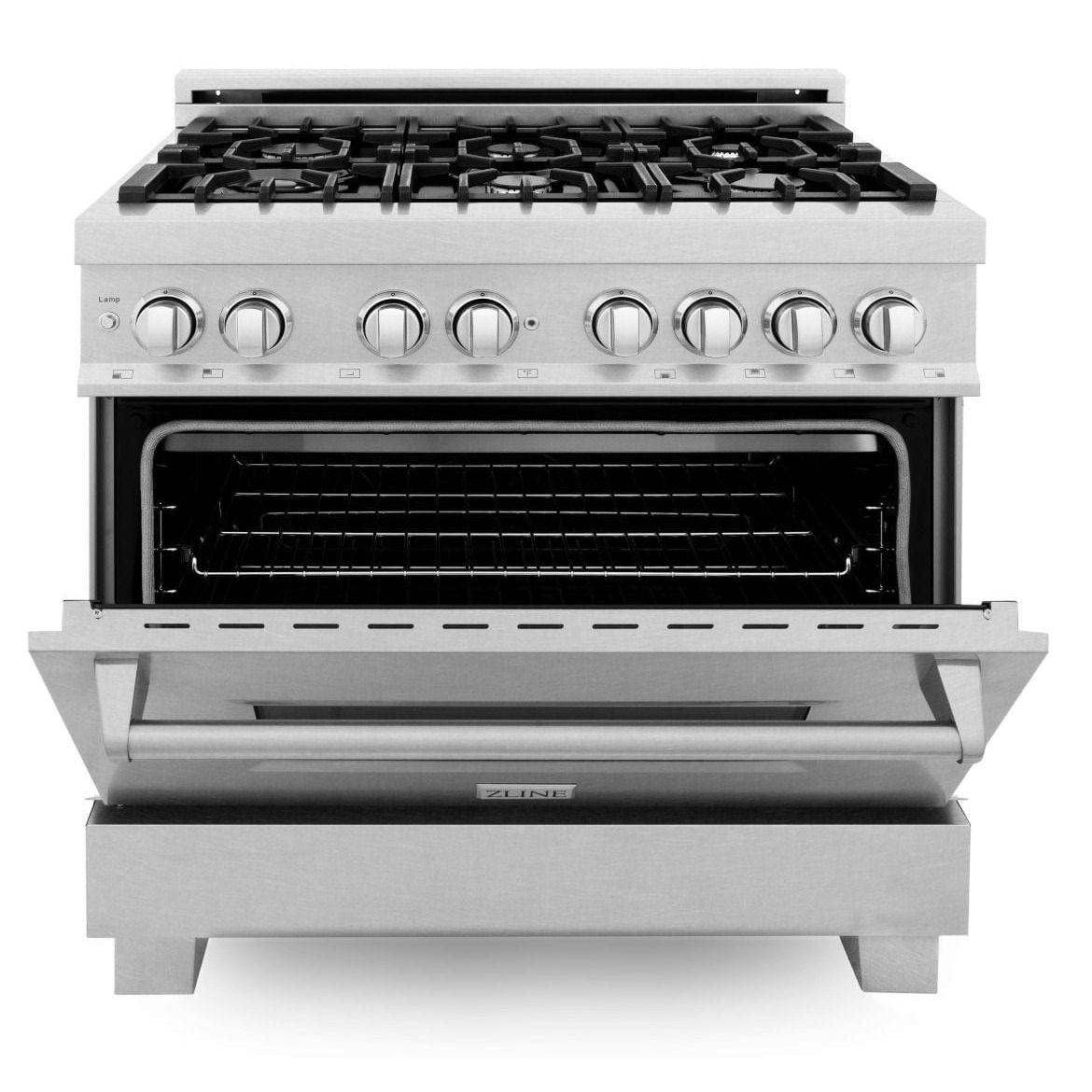 ZLINE 36 in. Professional Gas Burner/Electric Oven in DuraSnow® Stainless with DuraSnow® Stainless Door, RAS-SN-36