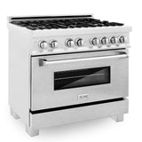 ZLINE 36 in. Professional Gas Burner/Electric Oven in DuraSnow® Stainless with DuraSnow® Stainless Door, RAS-SN-36