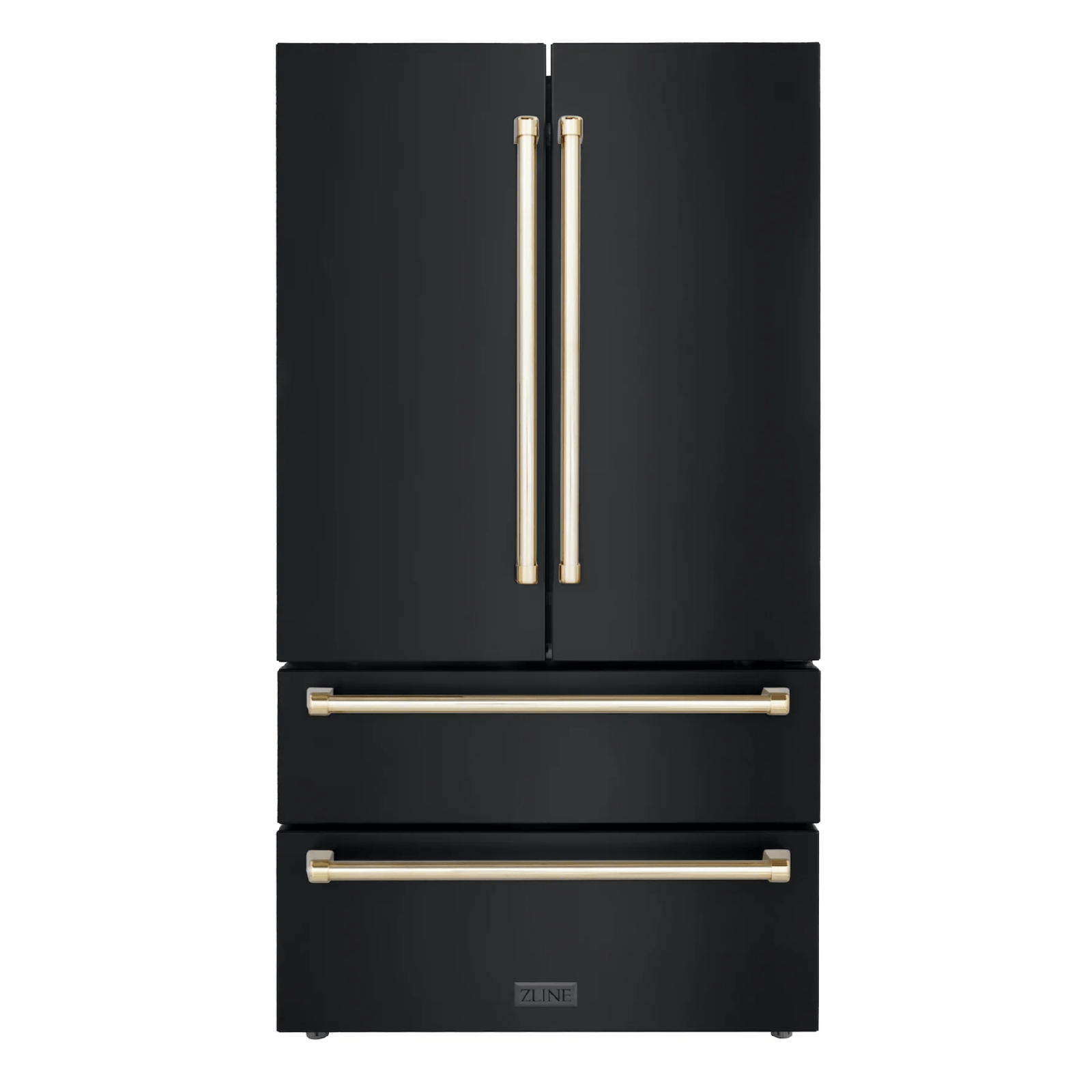 ZLINE 36 In. Autograph 22.5 cu. ft. Refrigerator with Ice Maker in Fingerprint Resistant Black Stainless Steel and Gold Accents, RFMZ-36-BS-G