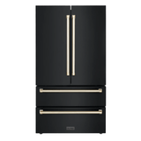 ZLINE 36 In. Autograph 22.5 cu. ft. Refrigerator with Ice Maker in Fingerprint Resistant Black Stainless Steel and Gold Accents, RFMZ-36-BS-G