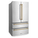 ZLINE 36 In. Autograph 22.5 cu. ft. Refrigerator with Ice Maker in Fingerprint Resistant Stainless Steel and Champagne Bronze Accents, RFMZ-36-CB