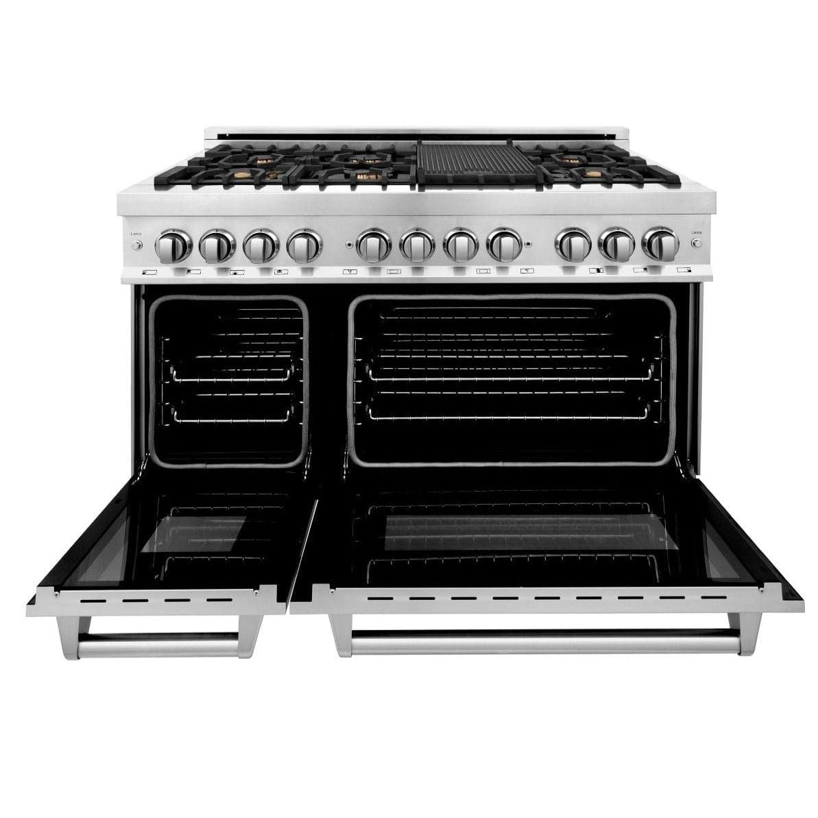 ZLINE 48 in. Professional Gas Burner, Electric Oven Range in Stainless Steel with Brass Burners, RA-BR-48