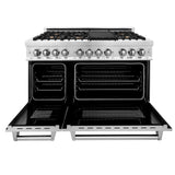 ZLINE 48 in. Professional Gas Burner, Electric Oven Range in Stainless Steel with Brass Burners, RA-BR-48