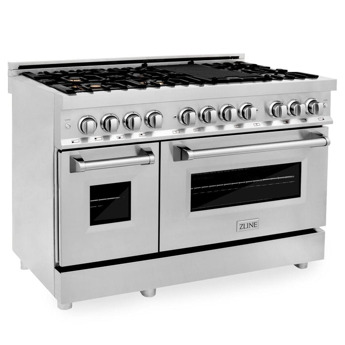 ZLINE 48 in. Professional Gas Burner, Electric Oven Range in Stainless Steel with Brass Burners, RA-BR-48