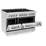 ZLINE 48 in. Professional Gas Burner, Electric Oven Range in Stainless Steel with Brass Burners, RA-BR-48