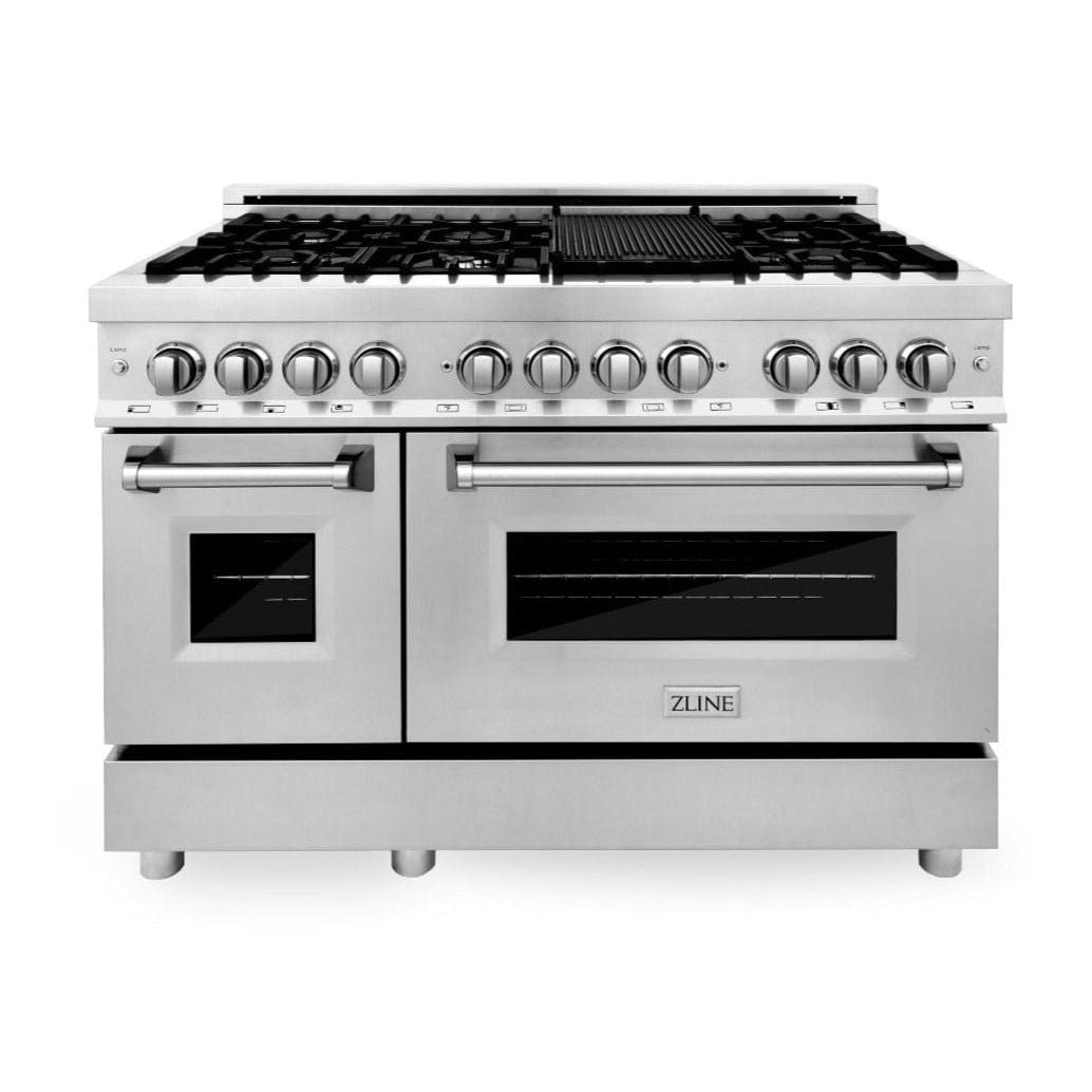 ZLINE Appliance Package - 48 in. Dual Fuel Range, 48 in. Range Hood, 2KP-RARH48