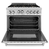 ZLINE 36 in. Professional Gas Burner/Gas Oven Gas in Stainless Steel with Brass Burners, RG-BR-36