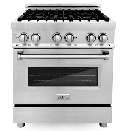 ZLINE 30 in. Professional Gas Burner, Electric Oven Stainless Steel Range, RA30