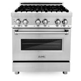 ZLINE Appliance Package - 30 in. Dual Fuel Range, 30 in. Range Hood, Microwave Drawer, Dishwasher, 4KP-RARH30-MWDW