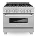 ZLINE 36 in. Professional Gas Burner/Electric Oven in DuraSnow® Stainless with DuraSnow® Stainless Door, RAS-SN-36