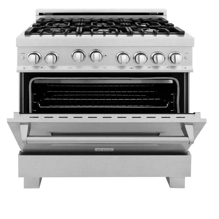 ZLINE 36 in. Professional Gas Burner/Gas Oven in DuraSnow® Stainless, RGS-SN-36