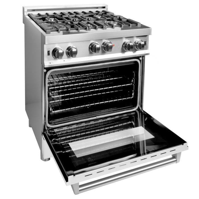 ZLINE 30 in. Professional 4.0 cu. ft. 4 Gas on Gas Range with White Matte Door, RG-WM-30