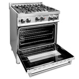 ZLINE 30 in. Professional 4.0 cu. ft. 4 Gas on Gas Range with White Matte Door, RG-WM-30