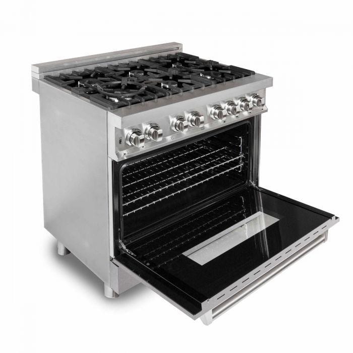 ZLINE 36 in. Professional Gas Burner/Electric Oven Stainless Steel Range with DuraSnow® Finish Door, RA-SN-36