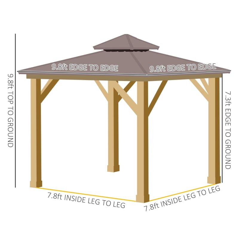 Outsunny 10' x 10' Hardtop Gazebo Patio Canopy Shelter - 84C-253